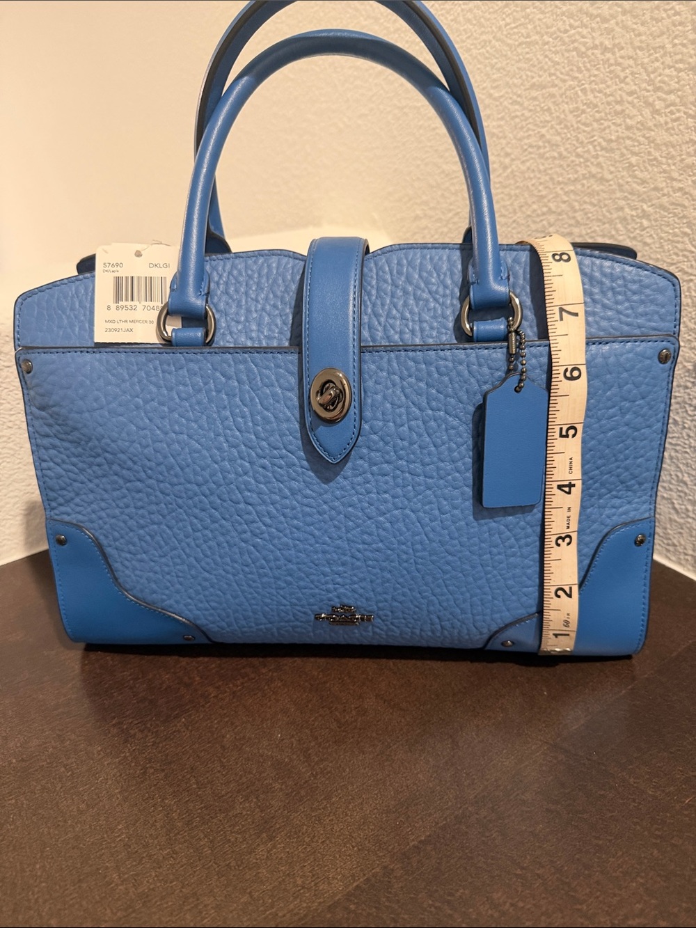 NWT Coach Bright Blue Mercer 30 Satchel with Gunmetal Hardware. - Picture 2 of 15